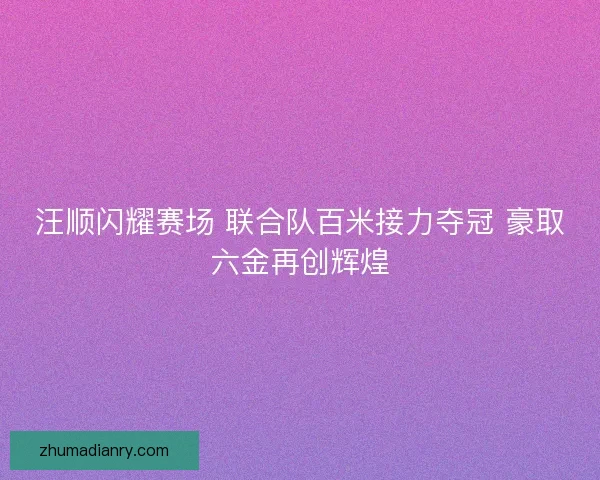 汪顺闪耀赛场 联合队百米接力夺冠 豪取六金再创辉煌