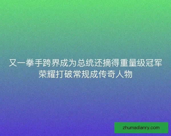又一拳手跨界成为总统还摘得重量级冠军荣耀打破常规成传奇人物